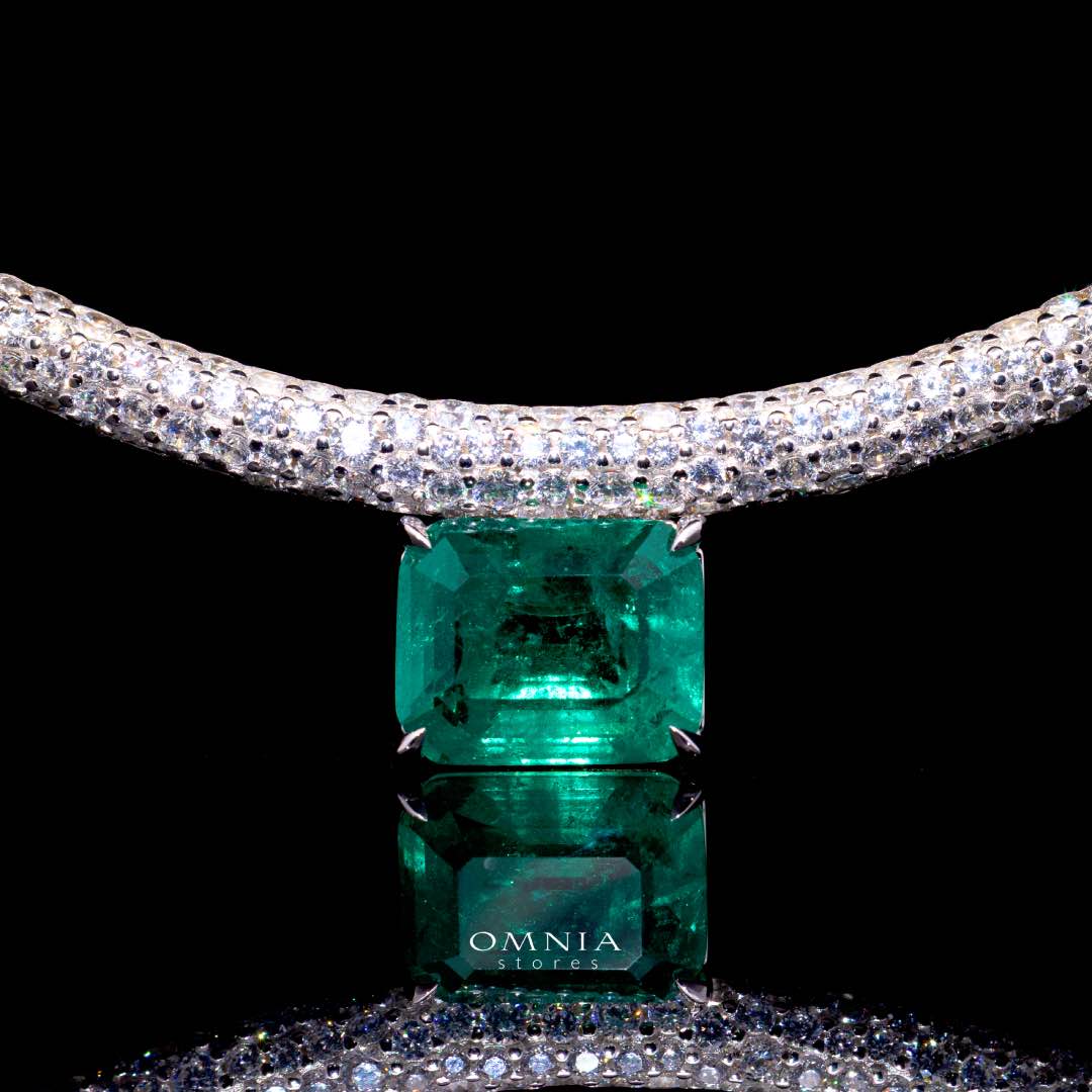 Omnia Kouther Green Necklace In 925 Silver High Quality Certified Lab Crafted Stones - Image 2