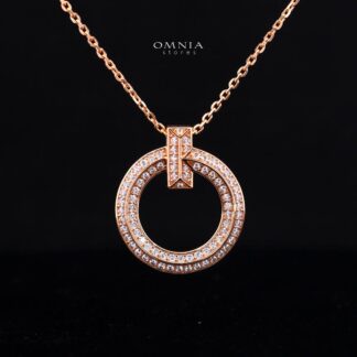 Omnia Sakina Rose Glod Pendant Necklace In 925 Silver High Quality Certified Lab Crafted Stones