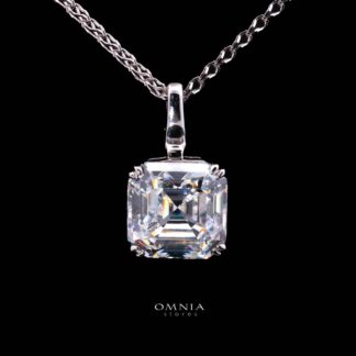 Omnia Ruhina White Cushion Cut Pendant Necklace In 925 Silver High Quality Certified Lab Crafted Stones