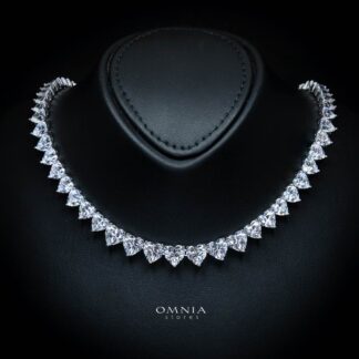 Omnia Hayaam White Heart Necklace With High Quality Certified Lab Crafted Stones In 925 Silver (42cm)
