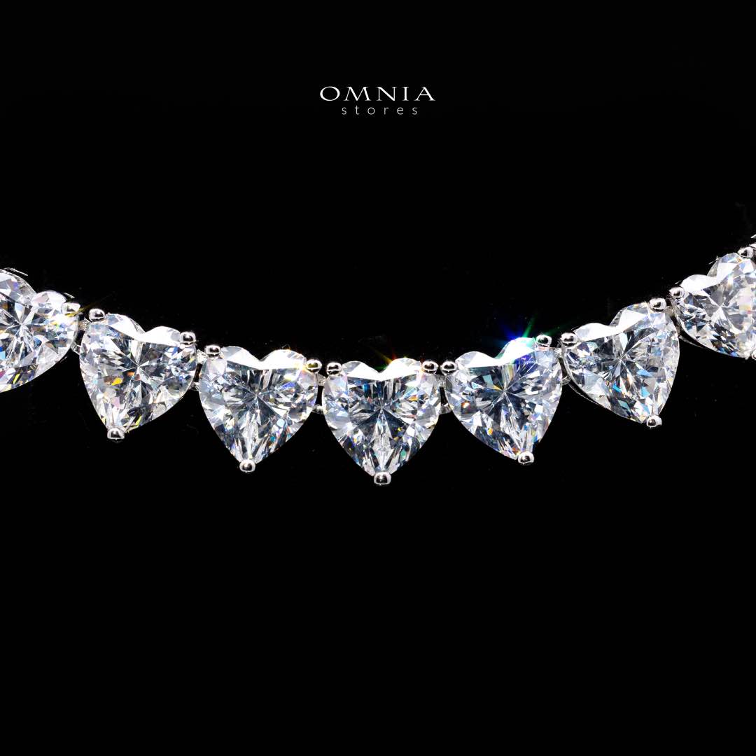 Omnia Hayaam White Heart Necklace With High Quality Certified Lab Crafted Stones In 925 Silver (42cm) - Image 2