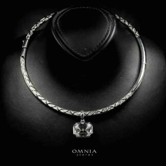 Omnia Kouther White Necklace In 925 Silver High Quality Certified Lab Crafted Stones