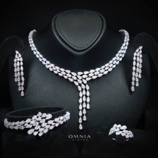 Omnia Nasiha Luxury Bridal White Full Set in High Quality Zircon Stone Rhodium Plated