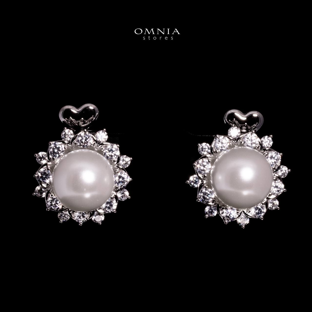 Omnia Alaya Silver Pearl Stud Earrings In 925 Silver With High Quality Lab Crafted Stones - Image 2