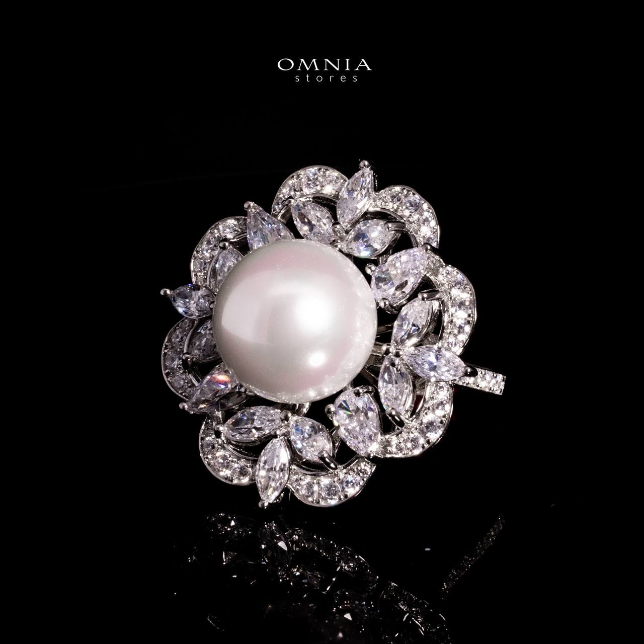 Omnia Alaya Silver Pearl Ring In 925 Silver With High Quality Lab Crafted Stones - Image 2