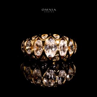 Omnia Manha Gold Ring In 925 Silver With High Quality Lab Crafted Stones