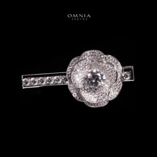 Omnia Kalilah White Flower Hair Clip In 925 Silver With High Quality Lab Crafted Stones