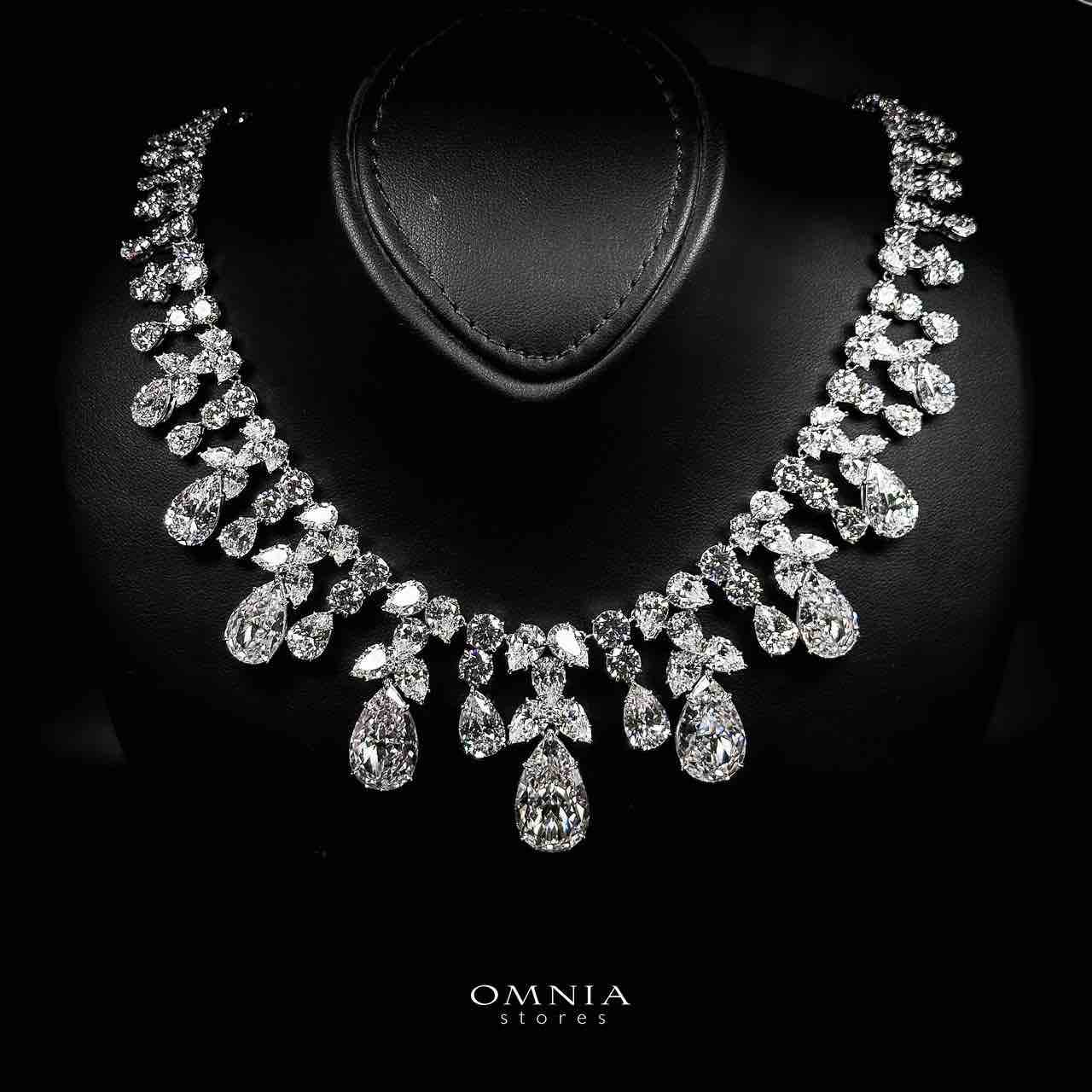 Omnia Taleen Silver White Necklace In 925 Silver With High Quality Lab Crafted Stones - Image 2