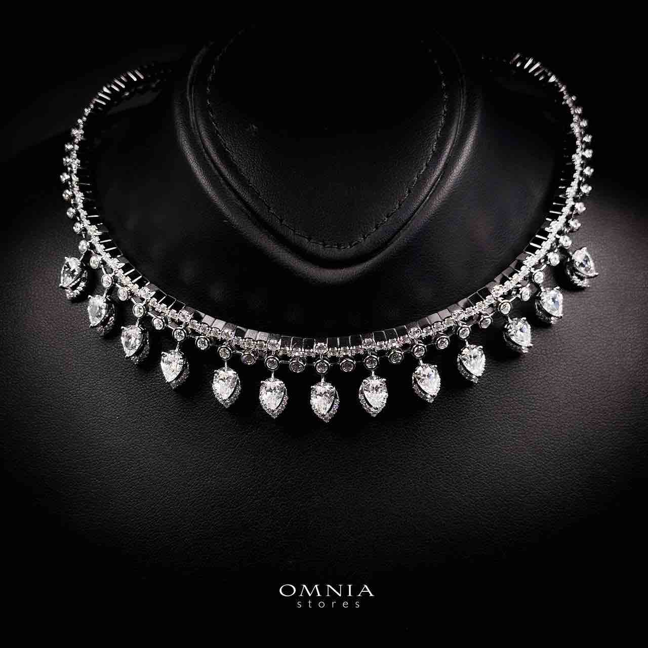 Omnia Siara Silver White Collar Necklace In 925 Silver With High Quality Lab Crafted Stones - Image 2