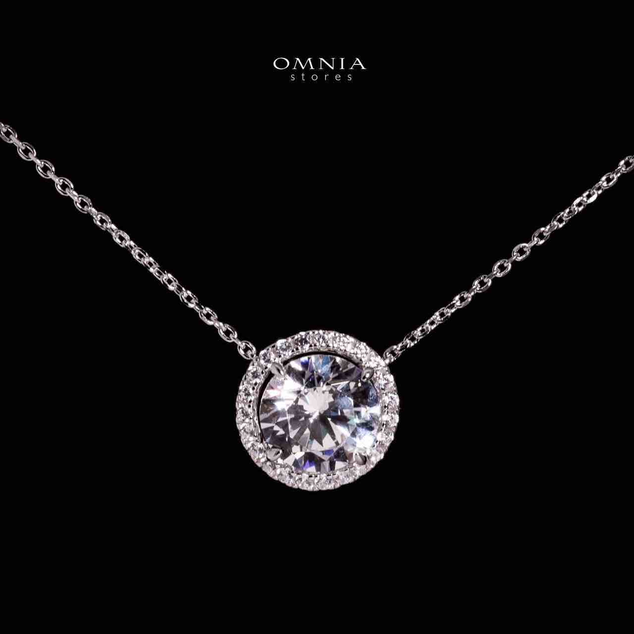 Omnia Reya White Round Pendant Necklace In 925 Silver With High Quality Lab Crafted Stones - Image 2