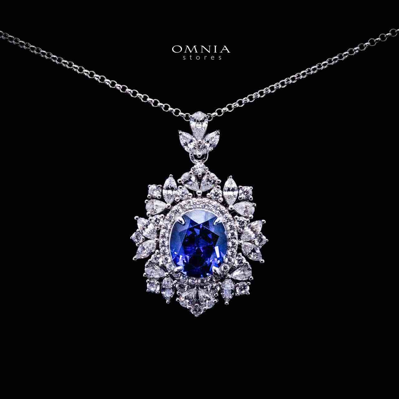 Omnia Esma Silver Necklace and Earrings Set in 925 Silver With High Quality GRC Certified Sapphire Blue Lab Grown Stones - Image 4