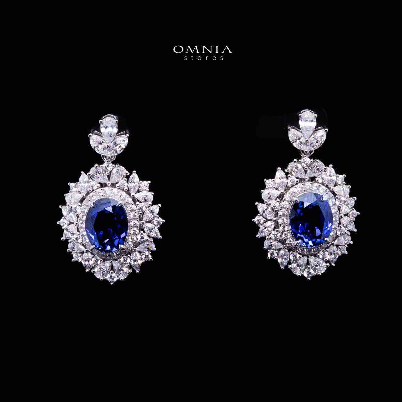 Omnia Esma Silver Necklace and Earrings Set in 925 Silver With High Quality GRC Certified Sapphire Blue Lab Grown Stones - Image 3