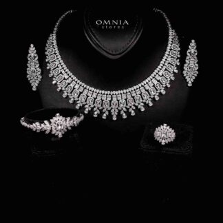 Omnia Kaila White Luxury Bridal Full Set in High Quality Zircon Stone in Rhodium Plated