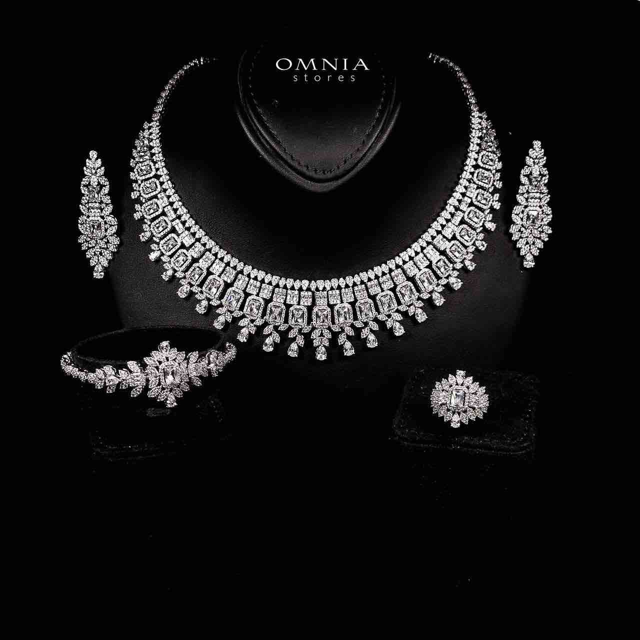 Omnia Kaila White Luxury Bridal Full Set in High Quality Zircon Stone in Rhodium Plated - Image 2
