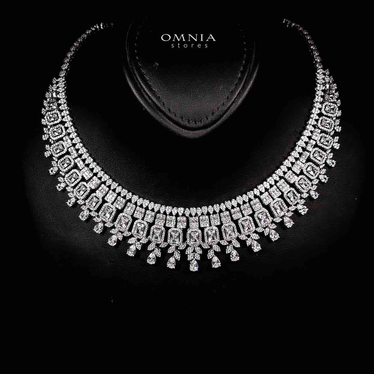 Omnia Kaila White Luxury Bridal Full Set in High Quality Zircon Stone in Rhodium Plated - Image 5