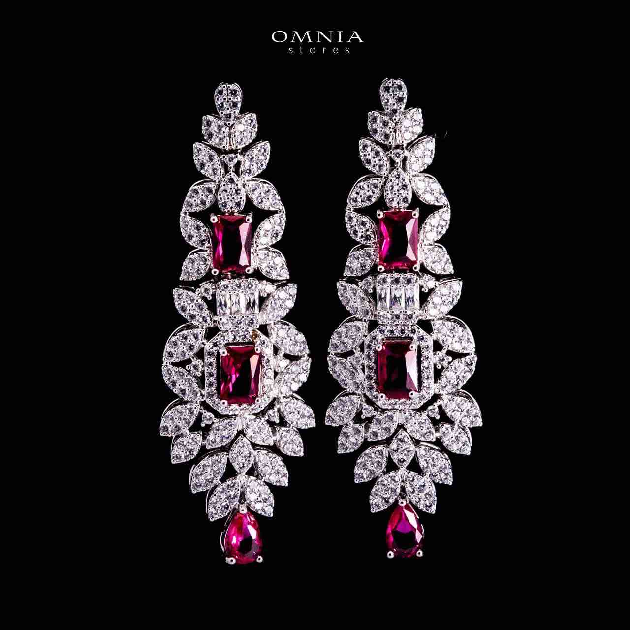 Omnia Kaila Red Luxury Bridal Full Set in High Quality Zircon Stone in Rhodium Plated - Image 5