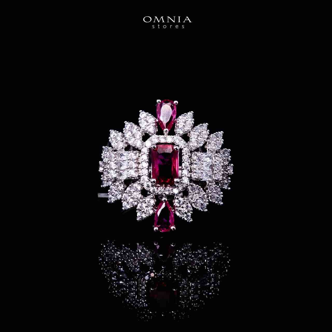 Omnia Kaila Red Luxury Bridal Full Set in High Quality Zircon Stone in Rhodium Plated - Image 4