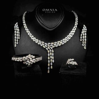 Omnia Nasiha Luxury Bridal Gold and White Full Set in High Quality Zircon Stone Rhodium Plated