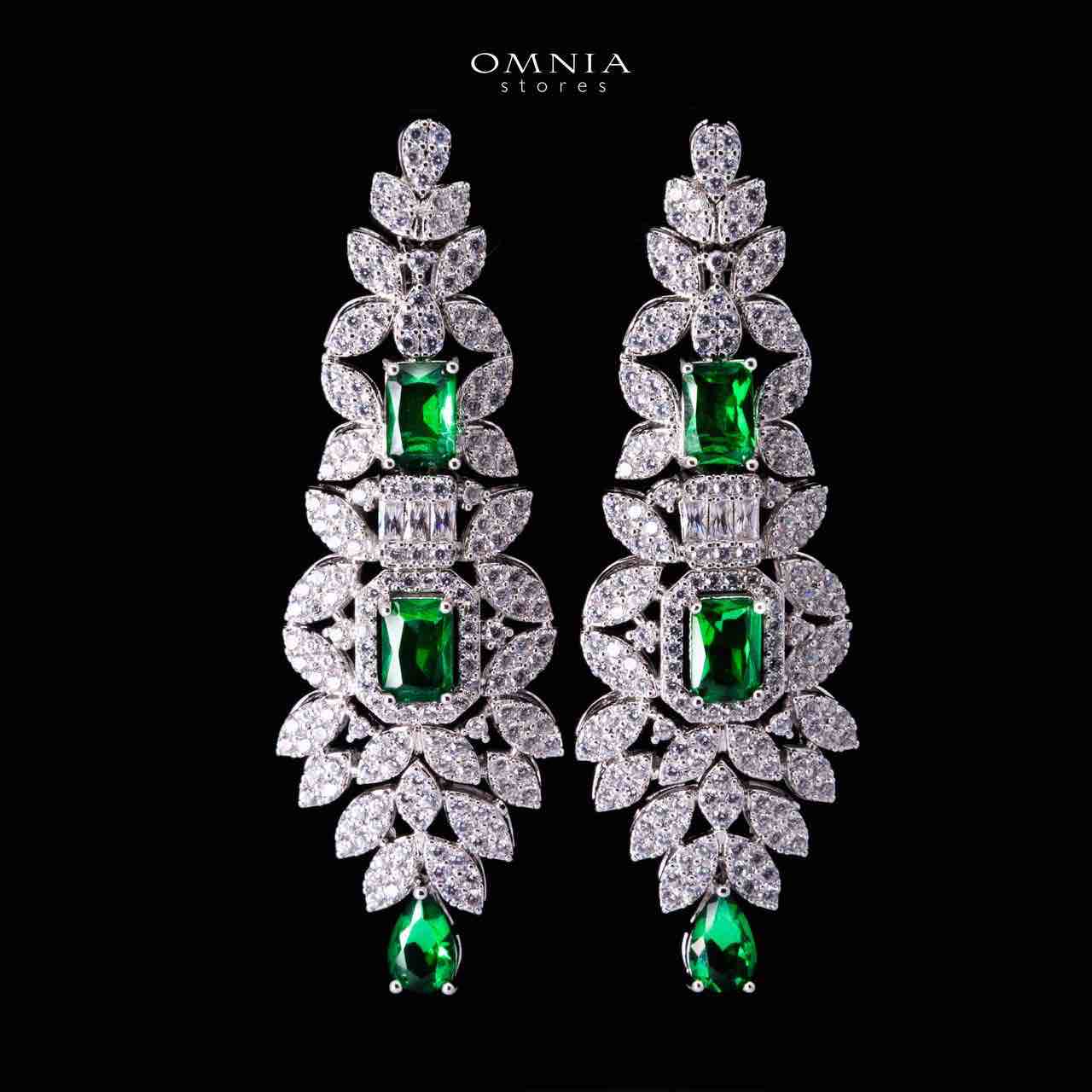 Omnia Kaila Green Luxury Bridal Full Set in High Quality Zircon Stone in Rhodium Plated - Image 2