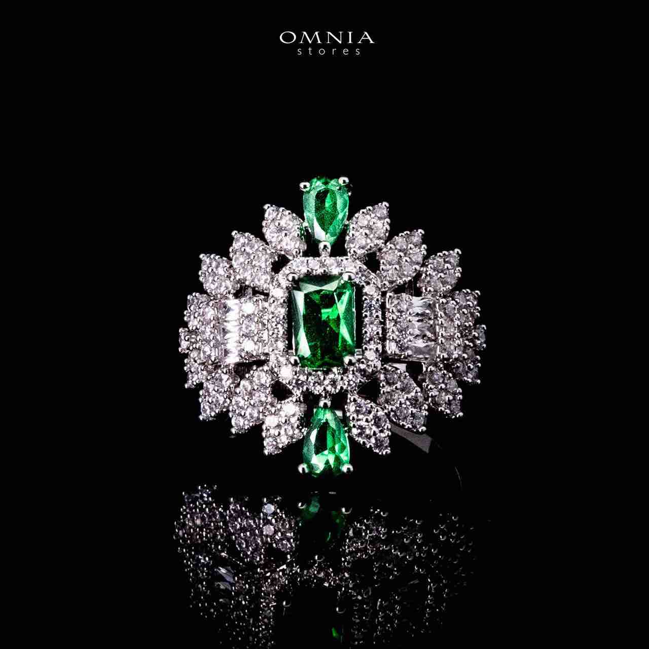 Omnia Kaila Green Luxury Bridal Full Set in High Quality Zircon Stone in Rhodium Plated - Image 4