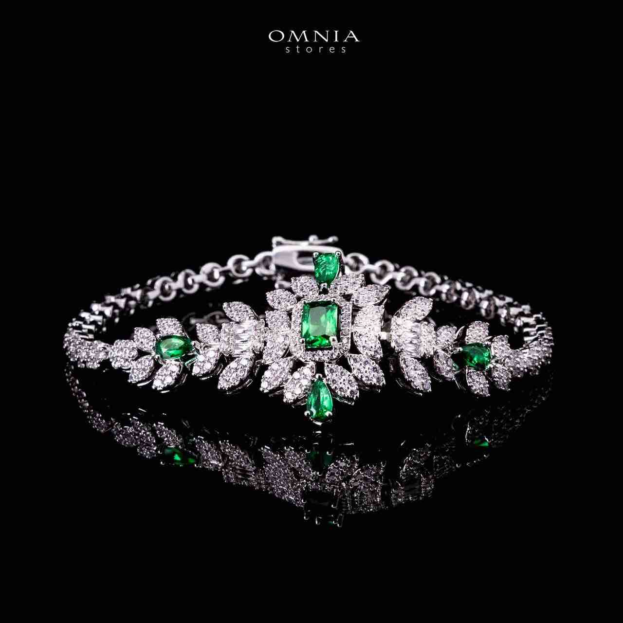 Omnia Kaila Green Luxury Bridal Full Set in High Quality Zircon Stone in Rhodium Plated - Image 3