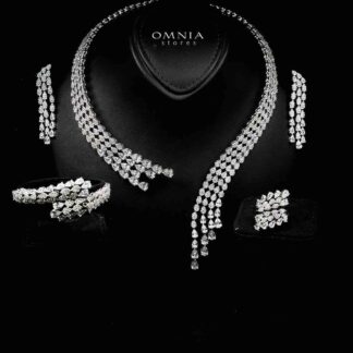 Omnia Amrah Luxury Bridal White Full Set in High Quality Zircon Stone Rhodium Plated