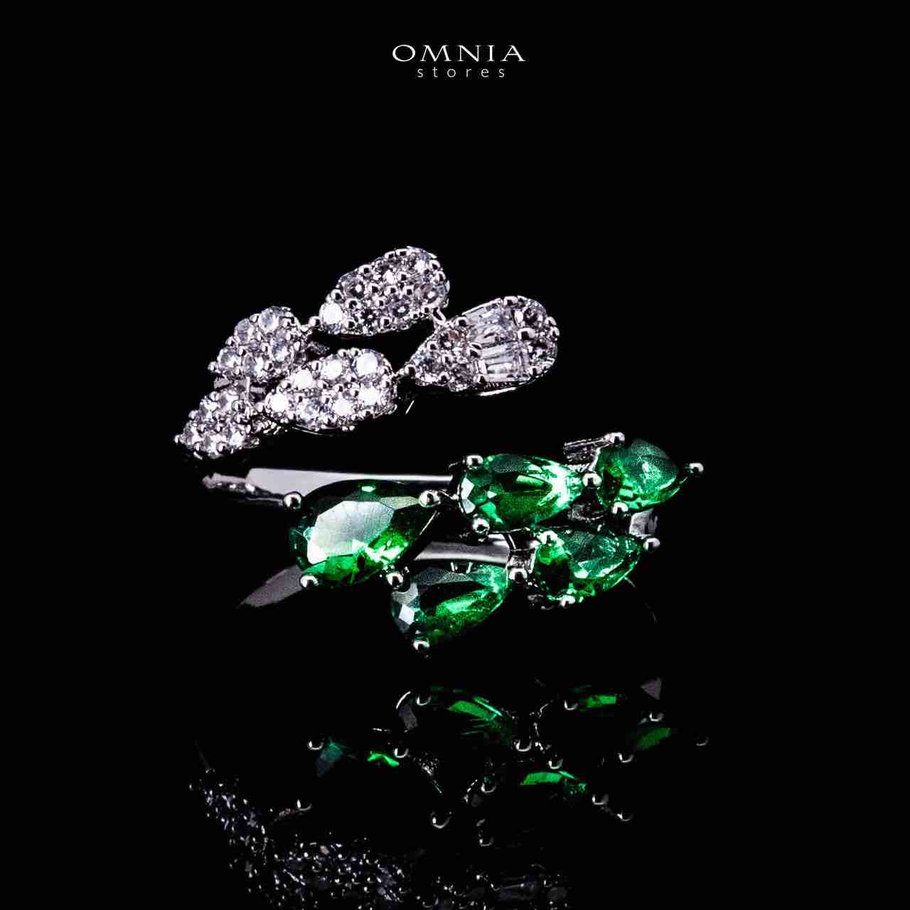 Omnia Senna Luxury Bridal Green Full Set in High Quality Zircon Stone Rhodium Plated - Image 5