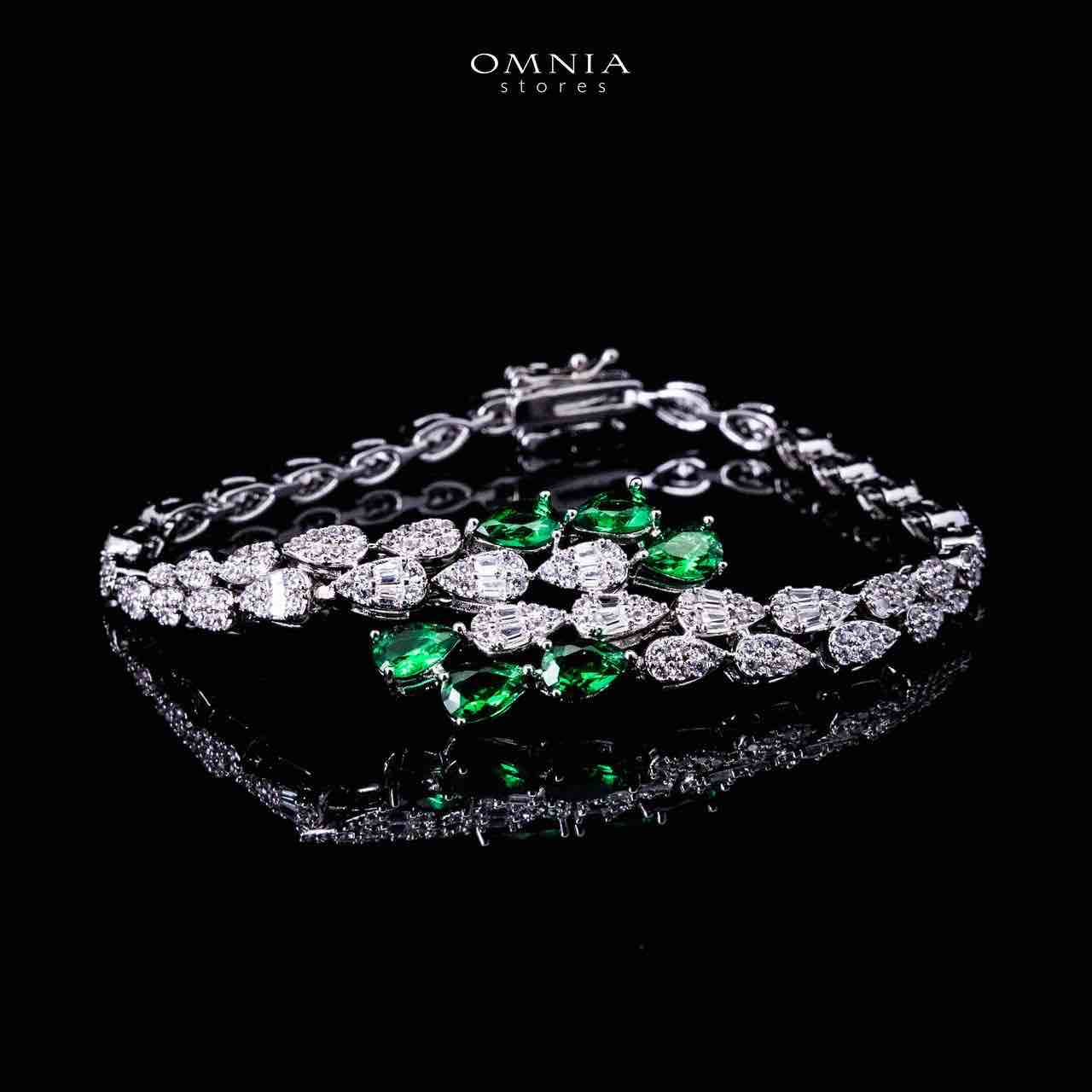 Omnia Senna Luxury Bridal Green Full Set in High Quality Zircon Stone Rhodium Plated - Image 4