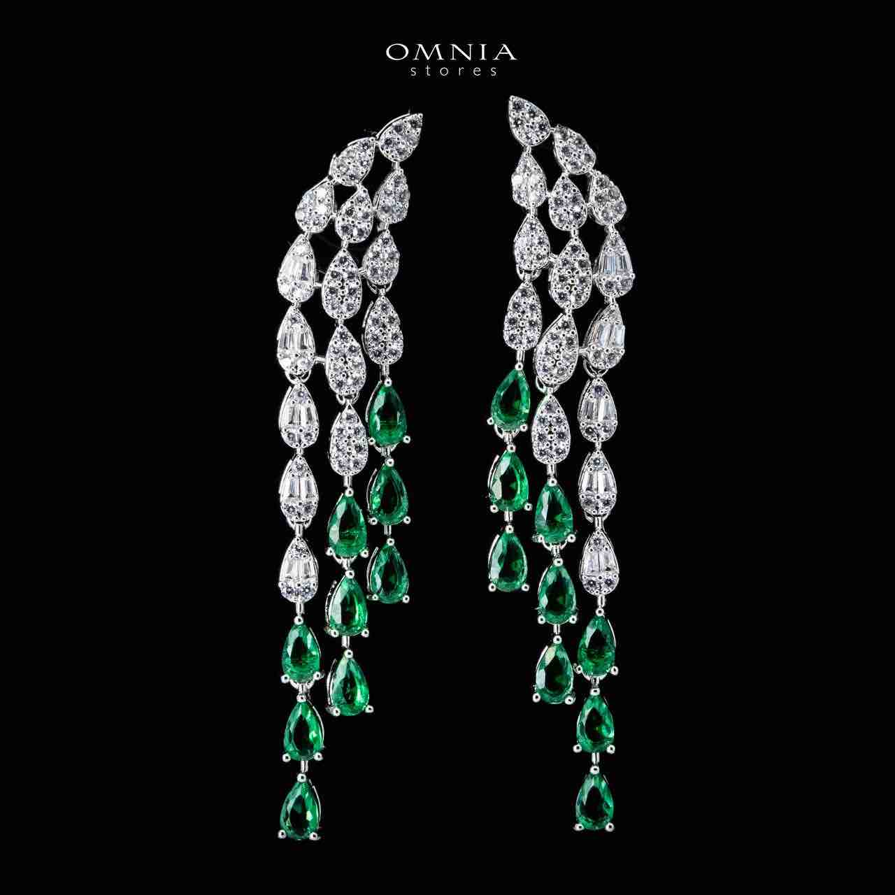 Omnia Senna Luxury Bridal Green Full Set in High Quality Zircon Stone Rhodium Plated - Image 3