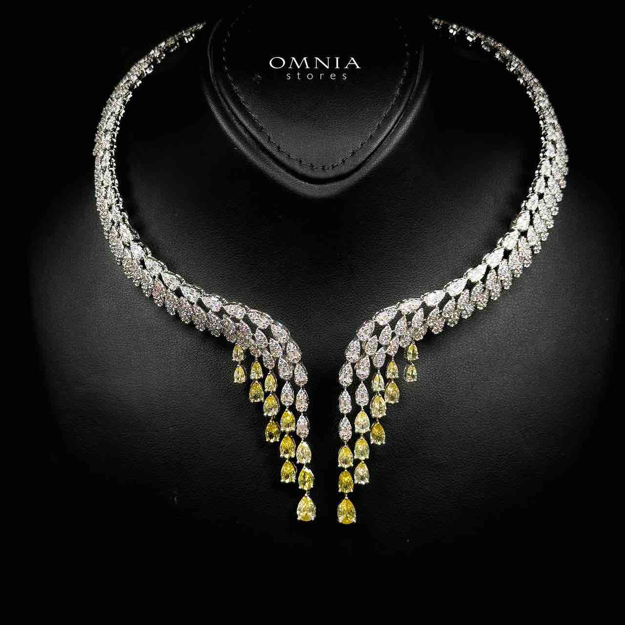 Omnia Senna Luxury Bridal Yellow Full Set in High Quality Zircon Stone Rhodium Plated - Image 2