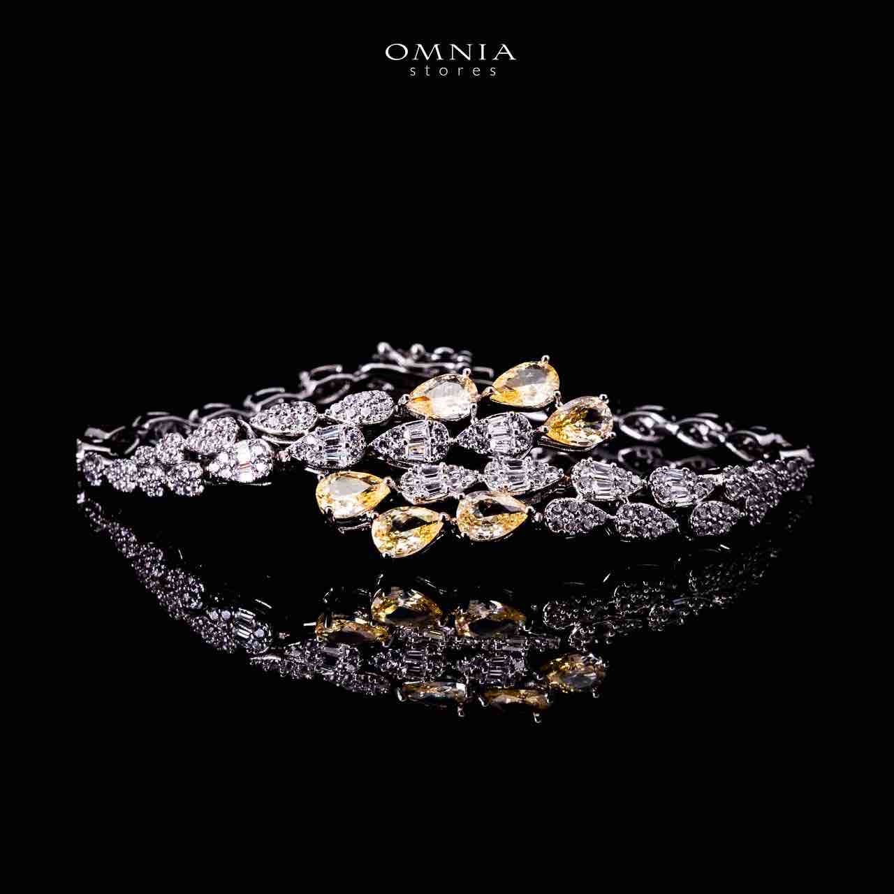 Omnia Senna Luxury Bridal Yellow Full Set in High Quality Zircon Stone Rhodium Plated - Image 3