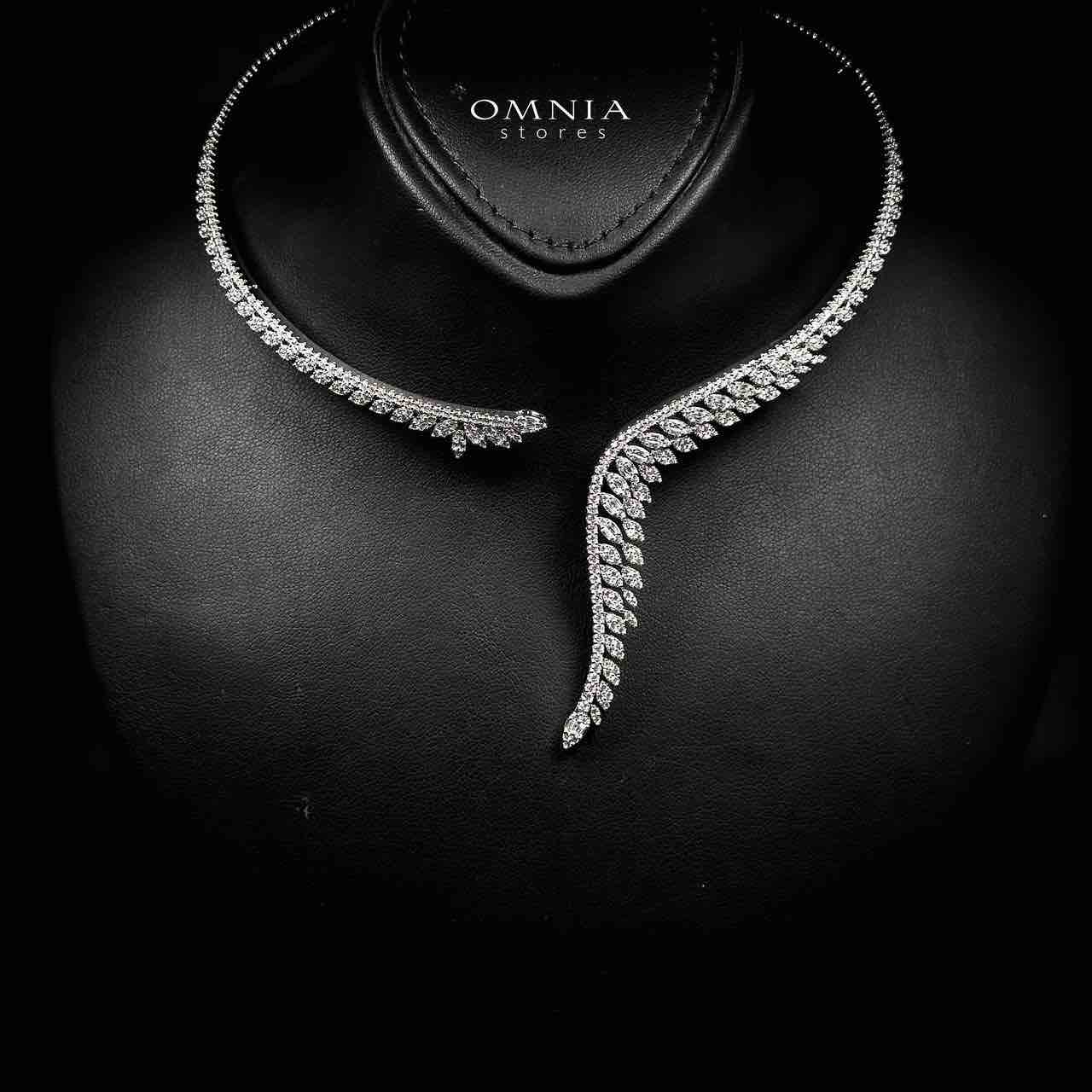 Omnia Manal Luxury Bridal White Leaf Design Full Set in High Quality Zircon Stone Rhodium Plated - Image 2