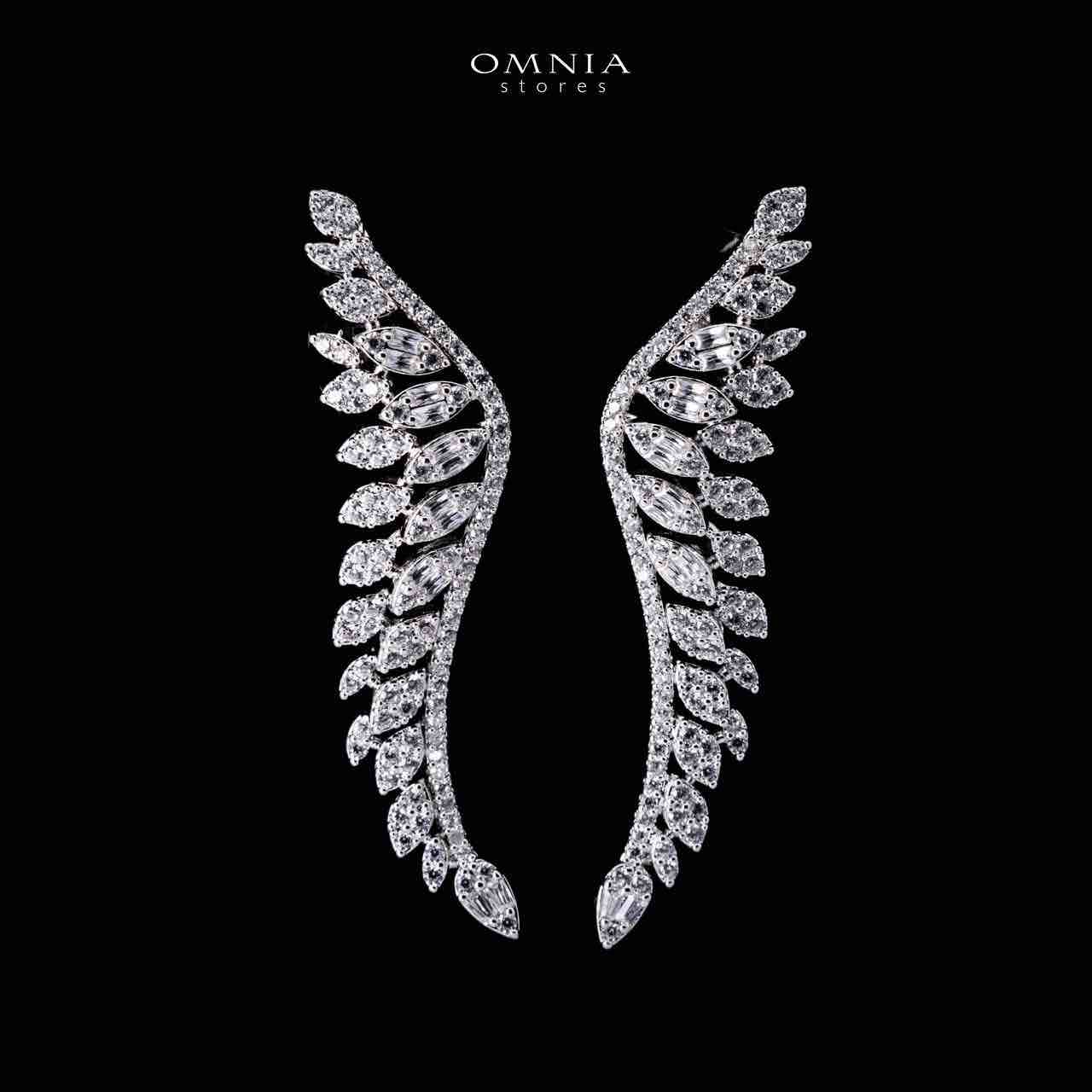 Omnia Manal Luxury Bridal White Leaf Design Full Set in High Quality Zircon Stone Rhodium Plated - Image 5
