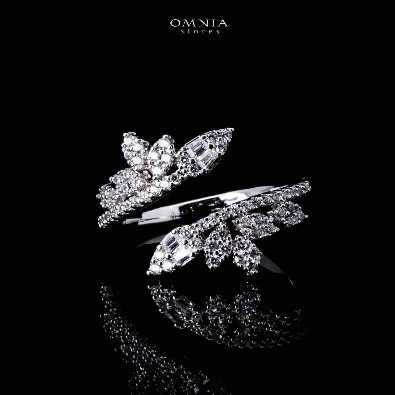 Omnia Manal Luxury Bridal White Leaf Design Full Set in High Quality Zircon Stone Rhodium Plated - Image 4