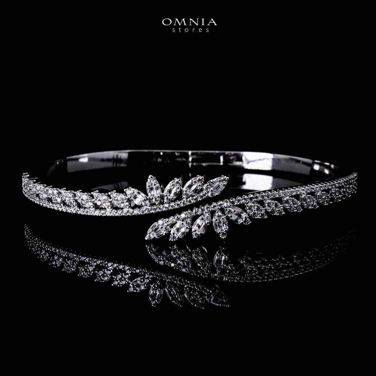 Omnia Manal Luxury Bridal White Leaf Design Full Set in High Quality Zircon Stone Rhodium Plated - Image 3