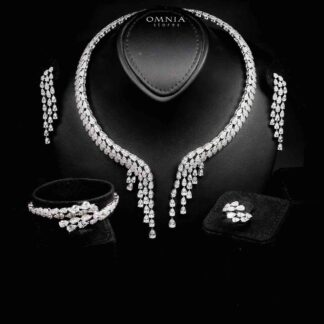 Omnia Senna Luxury Bridal White Full Set in High Quality Zircon Stone Rhodium Plated
