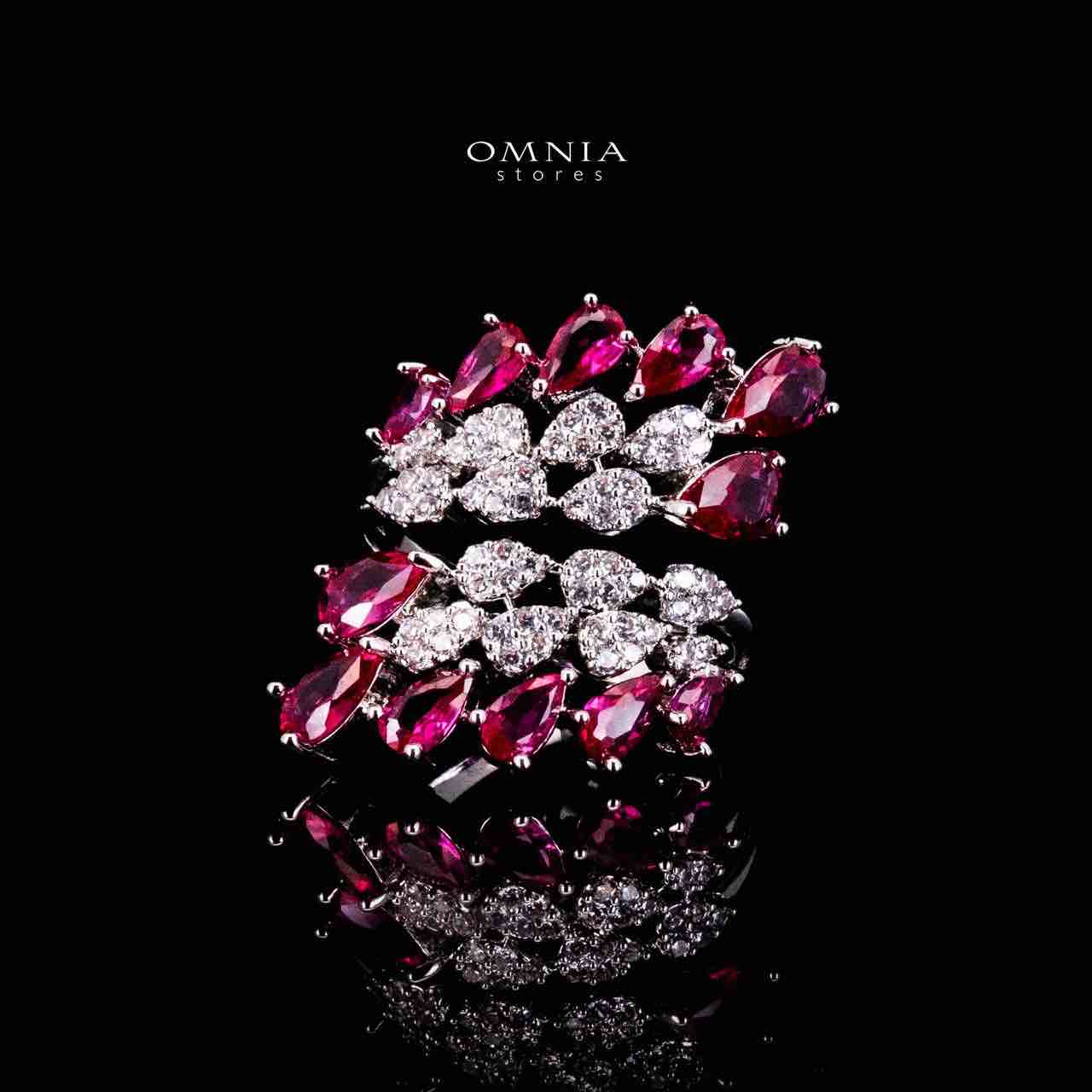 Omnia Amrah Luxury Bridal Red Full Set in High Quality Zircon Stone Rhodium Plated - Image 5