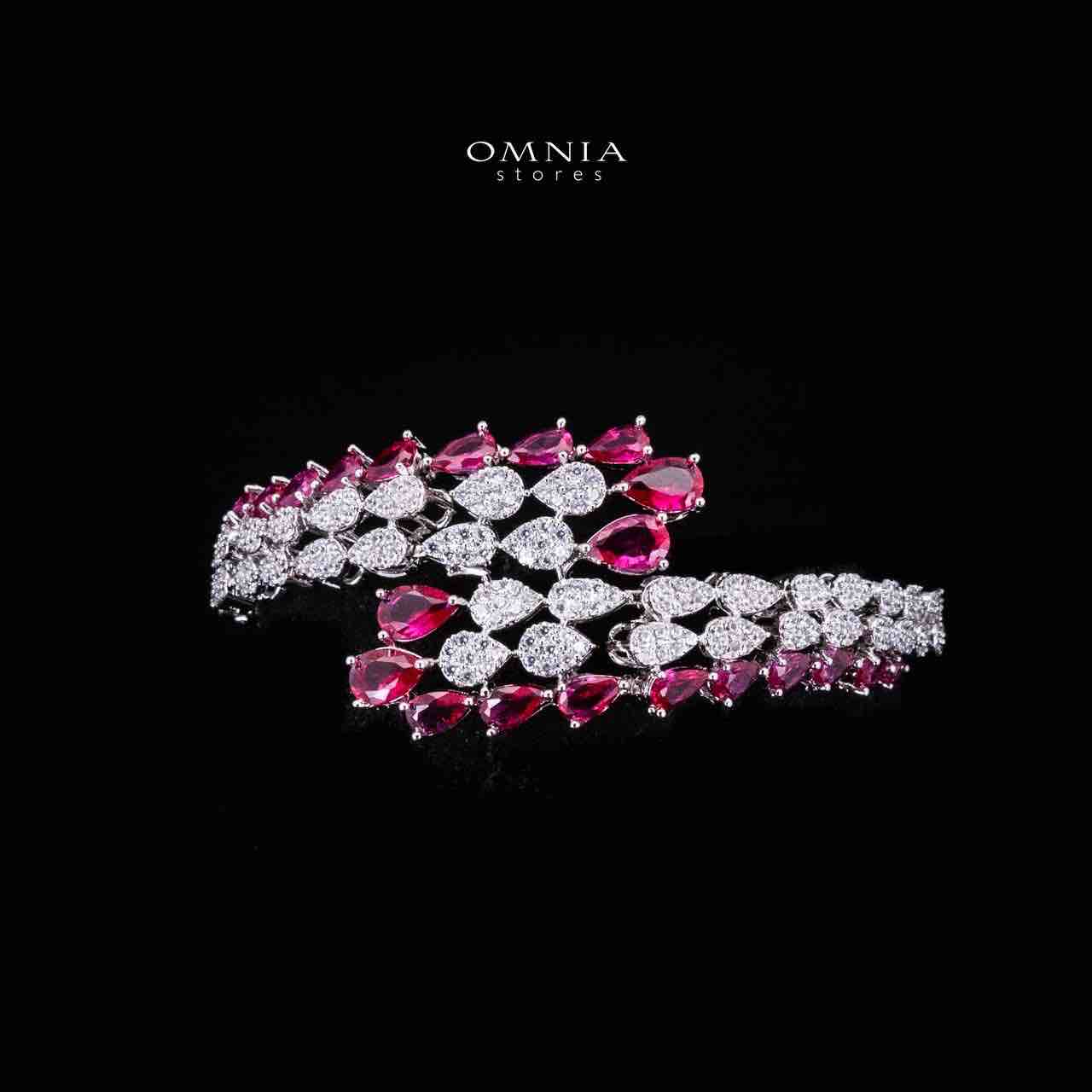 Omnia Amrah Luxury Bridal Red Full Set in High Quality Zircon Stone Rhodium Plated - Image 3