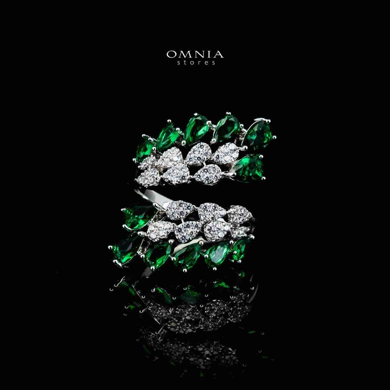 Omnia Amrah Luxury Bridal Green Full Set in High Quality Zircon Stone Rhodium Plated - Image 5