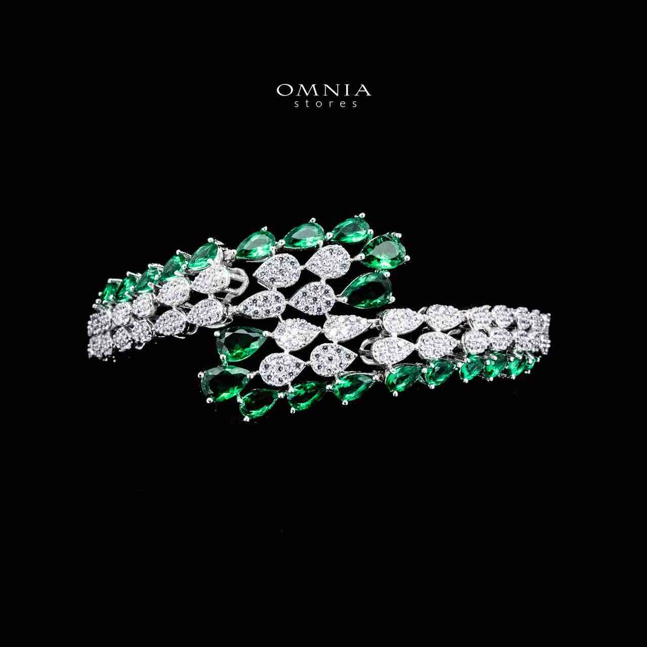 Omnia Amrah Luxury Bridal Green Full Set in High Quality Zircon Stone Rhodium Plated - Image 4