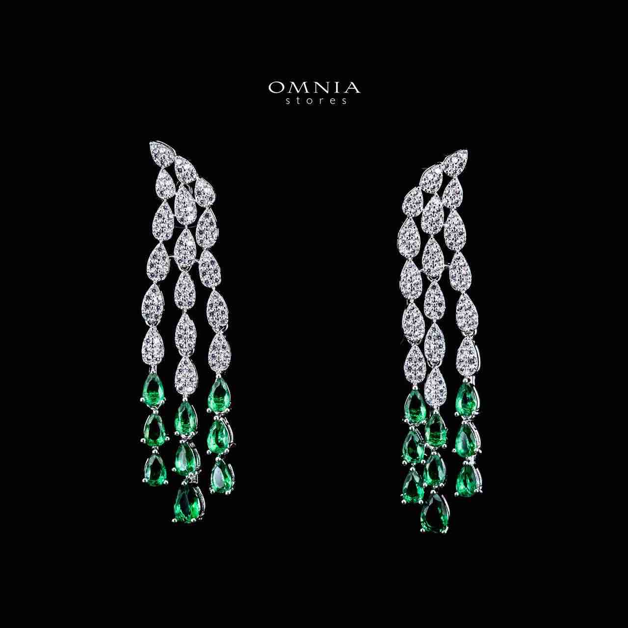Omnia Amrah Luxury Bridal Green Full Set in High Quality Zircon Stone Rhodium Plated - Image 3