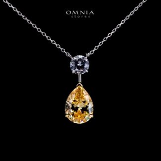 Omnia Danya Yellow Silver Pendant Necklace in 925 Silver with High Quality Simulated Diamonds