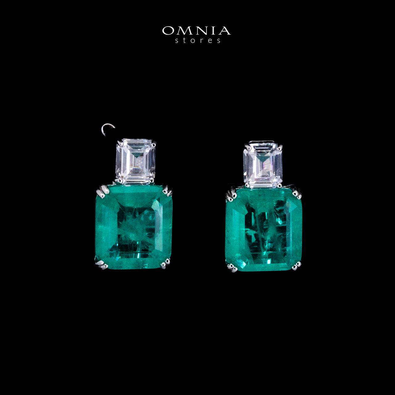 Omnia Candice Turquoise Cut Clip-On Earrings in 92.5 Silver with High Quality Simulated Diamonds