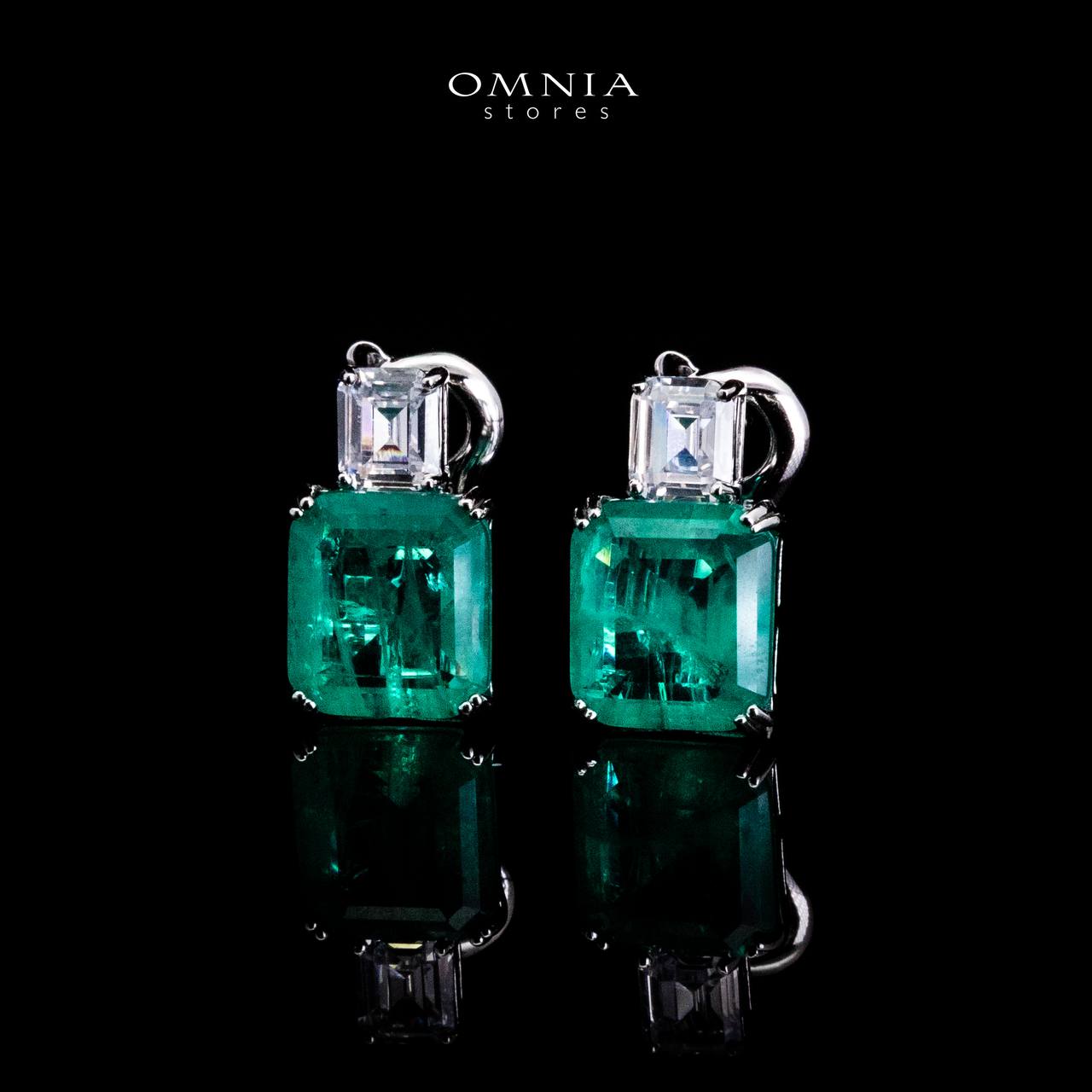 Omnia Candice Turquoise Cut Clip-On Earrings in 92.5 Silver with High Quality Simulated Diamonds - Image 2