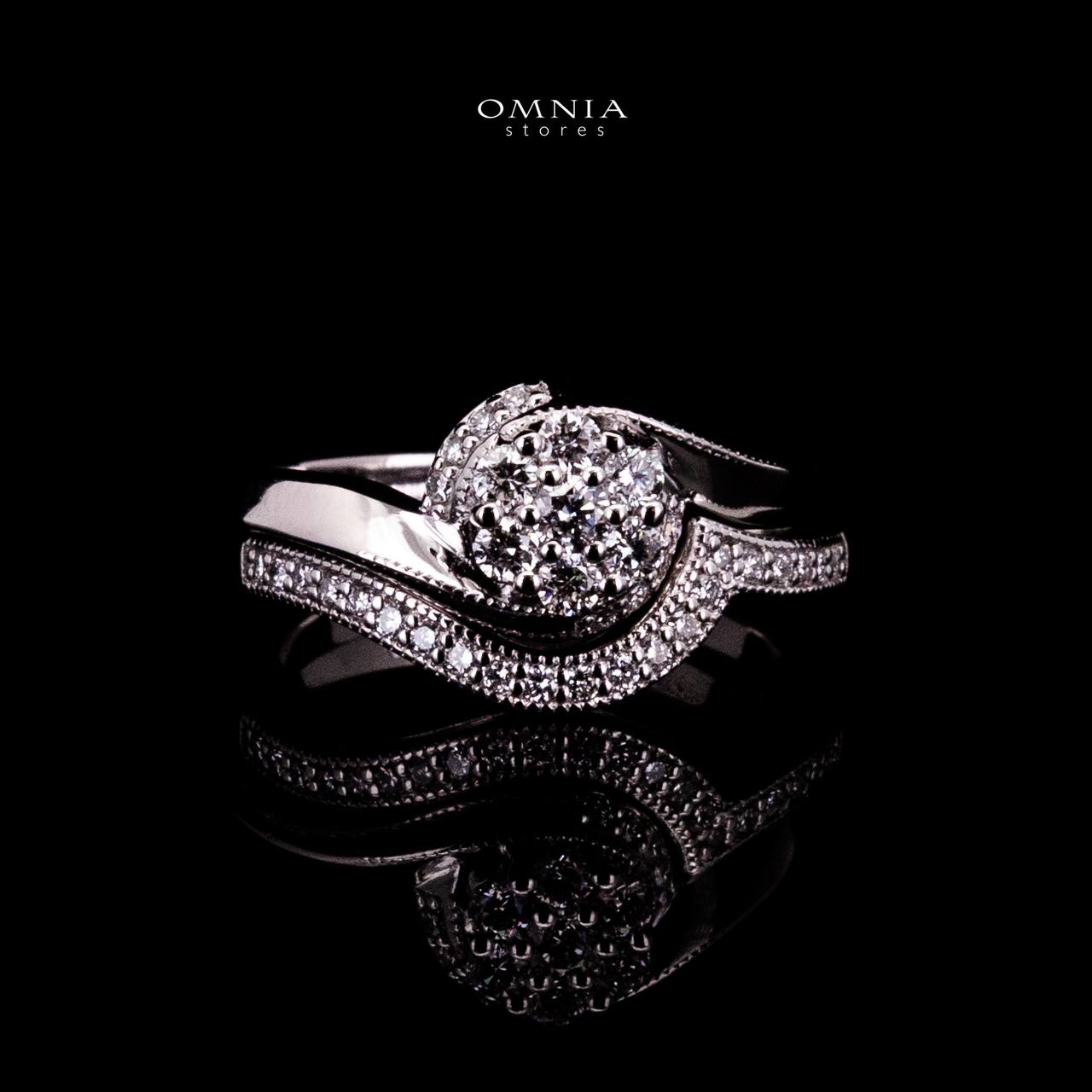 Omnia Sariya White Silver Ring 925 Silver in High Quality Lab Grown Stones