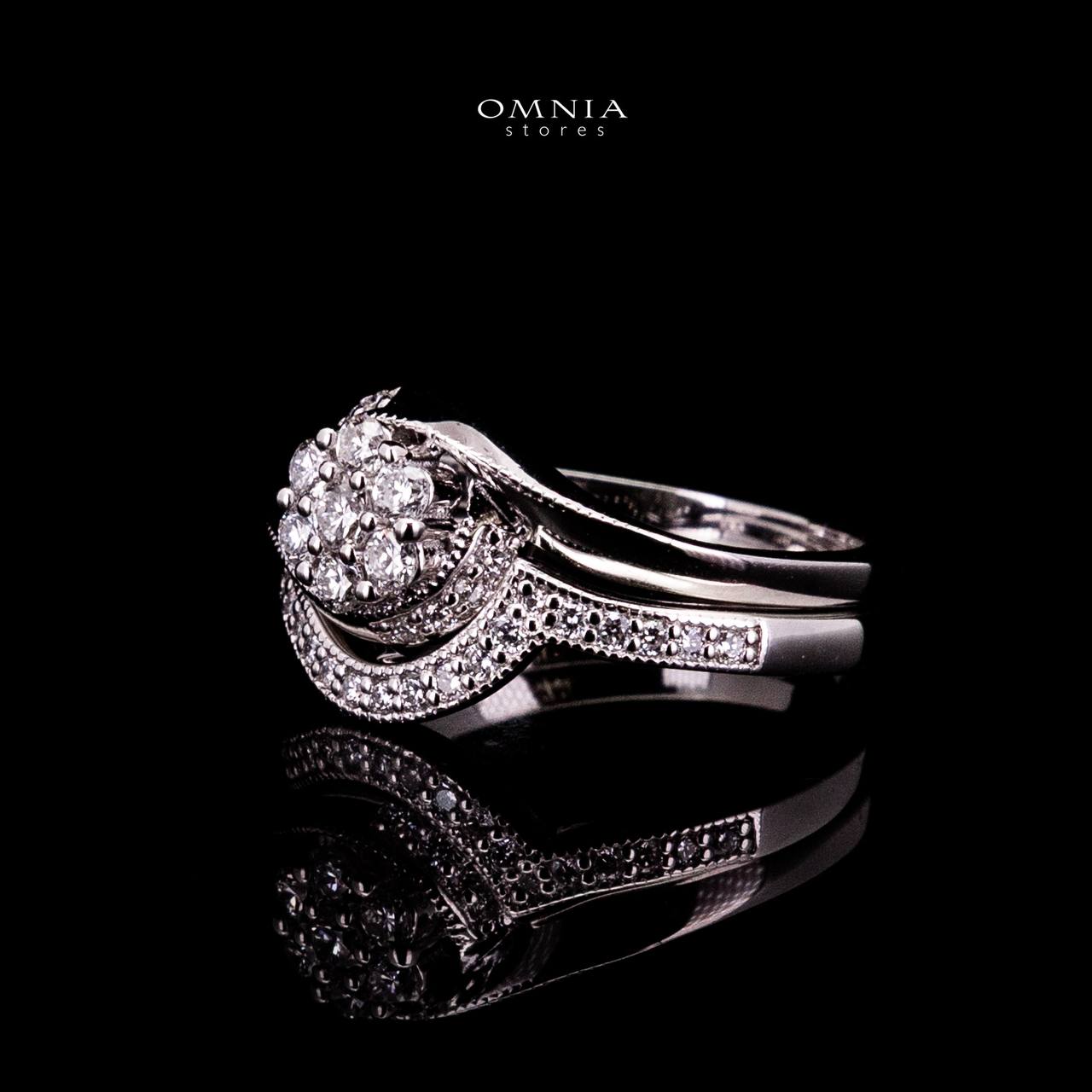 Omnia Sariya White Silver Ring 925 Silver in High Quality Lab Grown Stones - Image 2