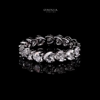 Omnia Saba White Silver Ring 925 Silver in High Quality Lab Grown Stones