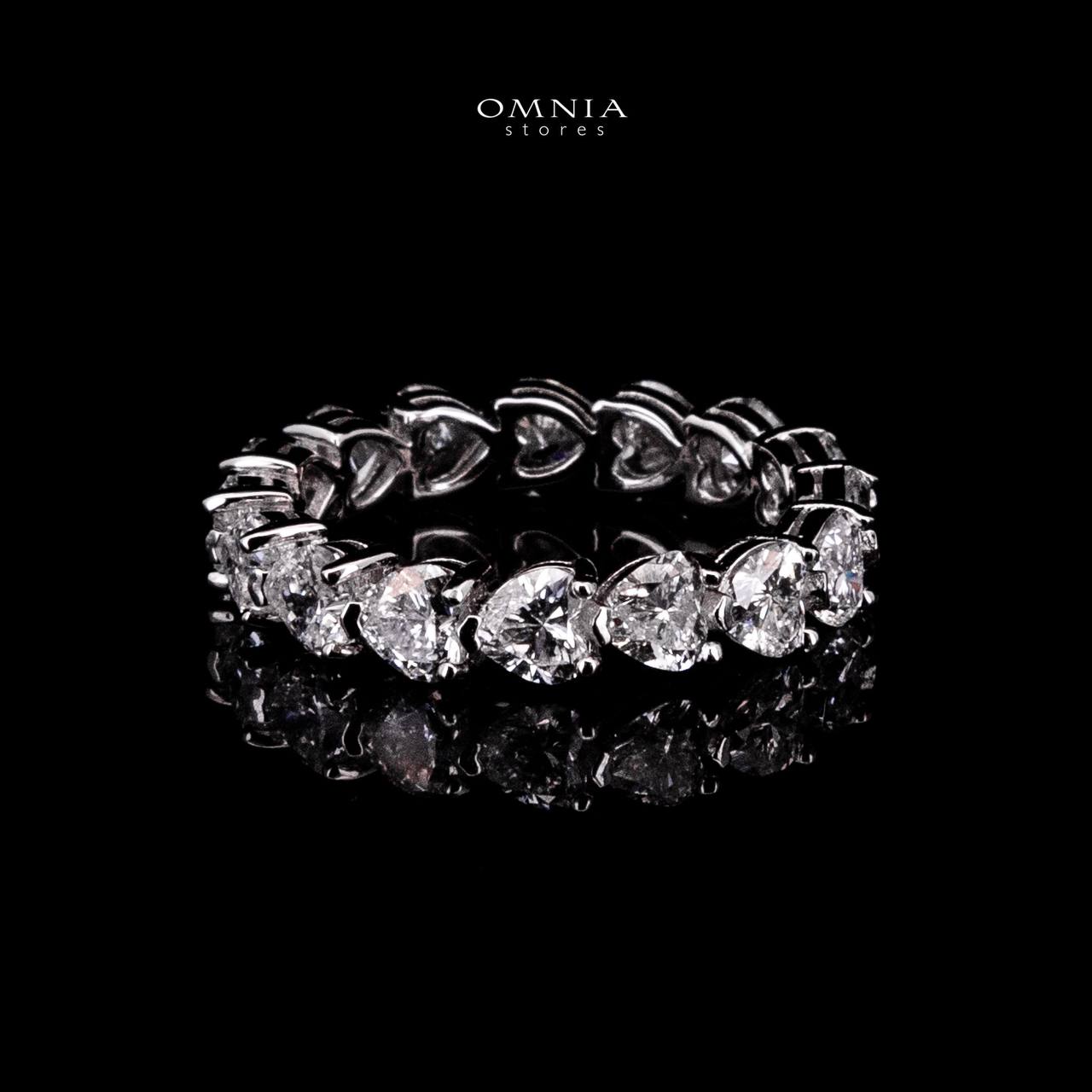 Omnia Saba White Silver Ring 925 Silver in High Quality Lab Grown Stones