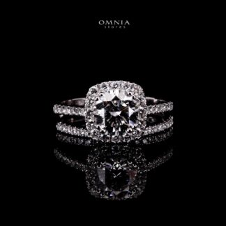 Omnia Neila White Ring 925 Silver High Quality IGI Certifited High Quality Lab Grown Stones 1.5ct