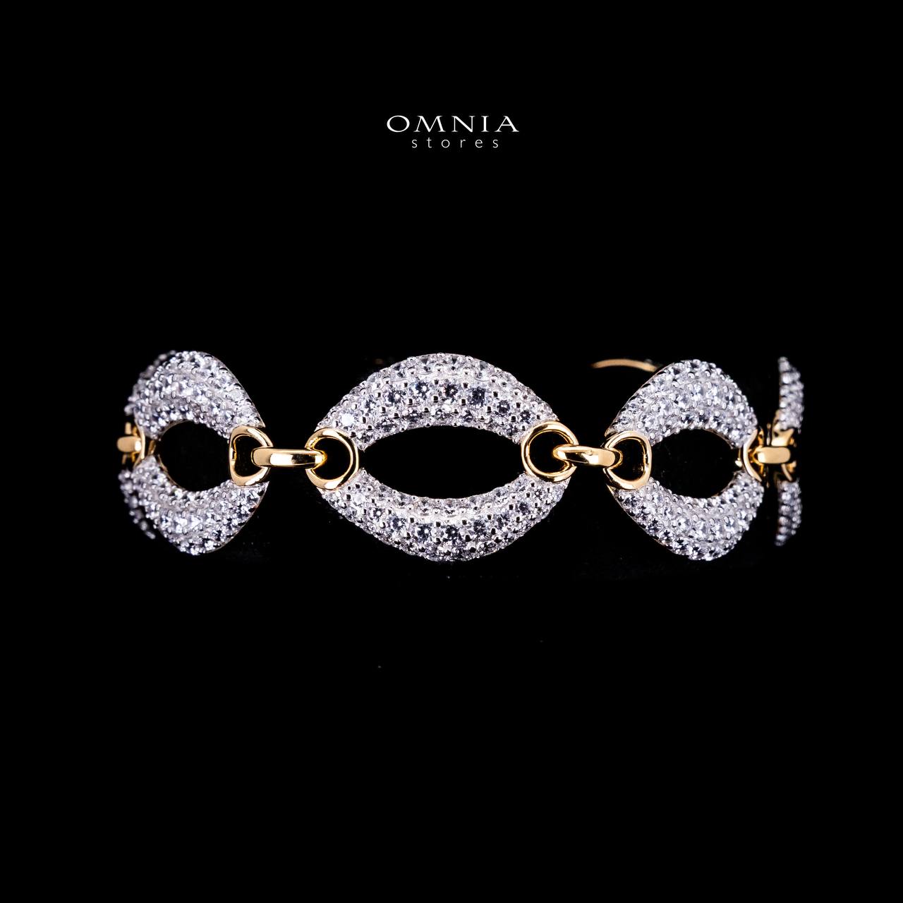 Omnia Sidrah White and Gold Bracelet in 925 Silver High Quality Simulated Diamonds